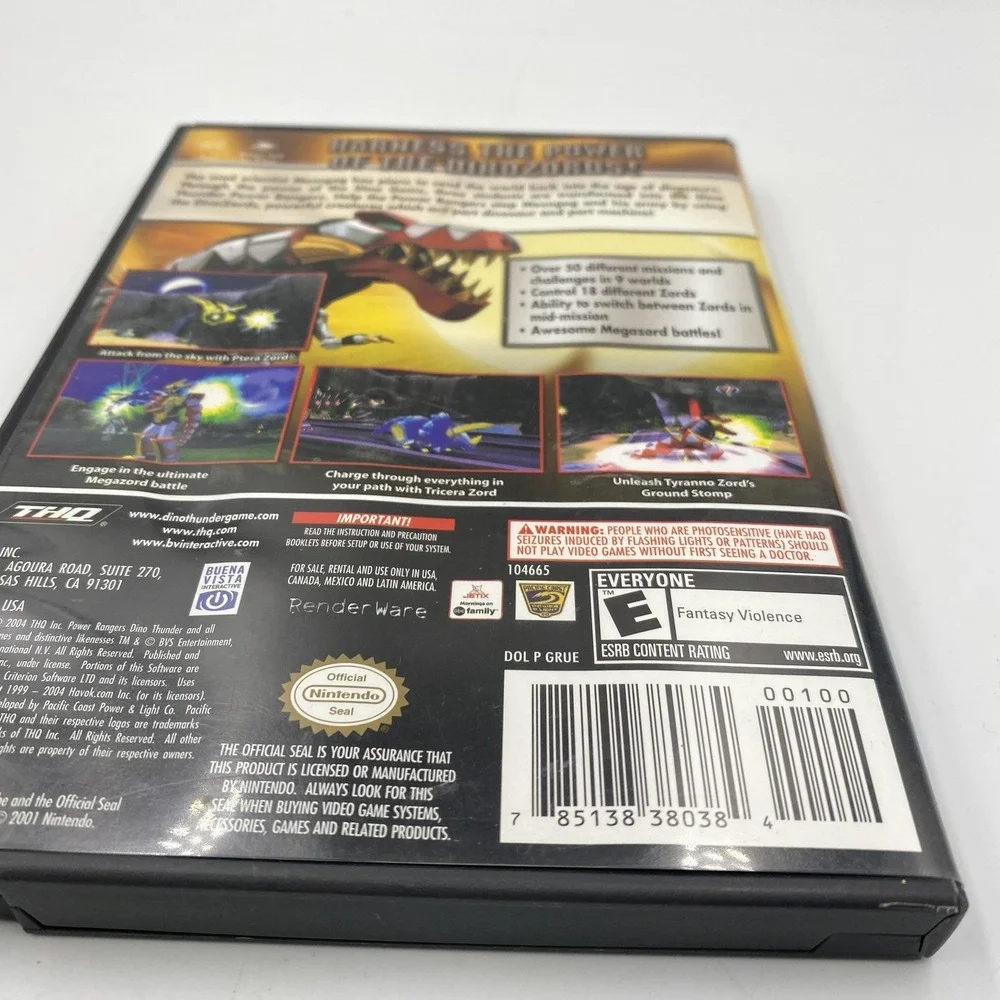Vintage Power‎ Rangers Dino Thunder Nintendo GameCube Video Game Case Disc THQ